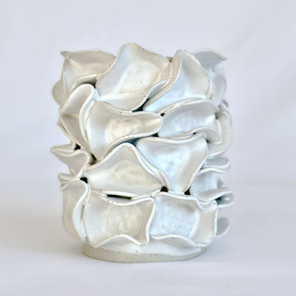 Large White Ruffed Vase - Hand-built