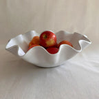 White Salad Bowl - Large - Uniform Ripples