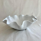 White Rippled Bowl - Large - Uniform Ripples