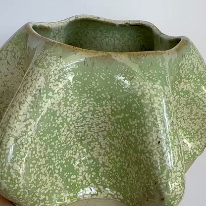 Handcrafted Ceramic Planter Pot - Mint Green