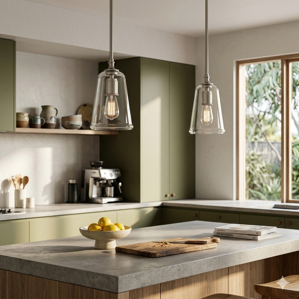 Reece Flared Glass Pendant Light - Nickel