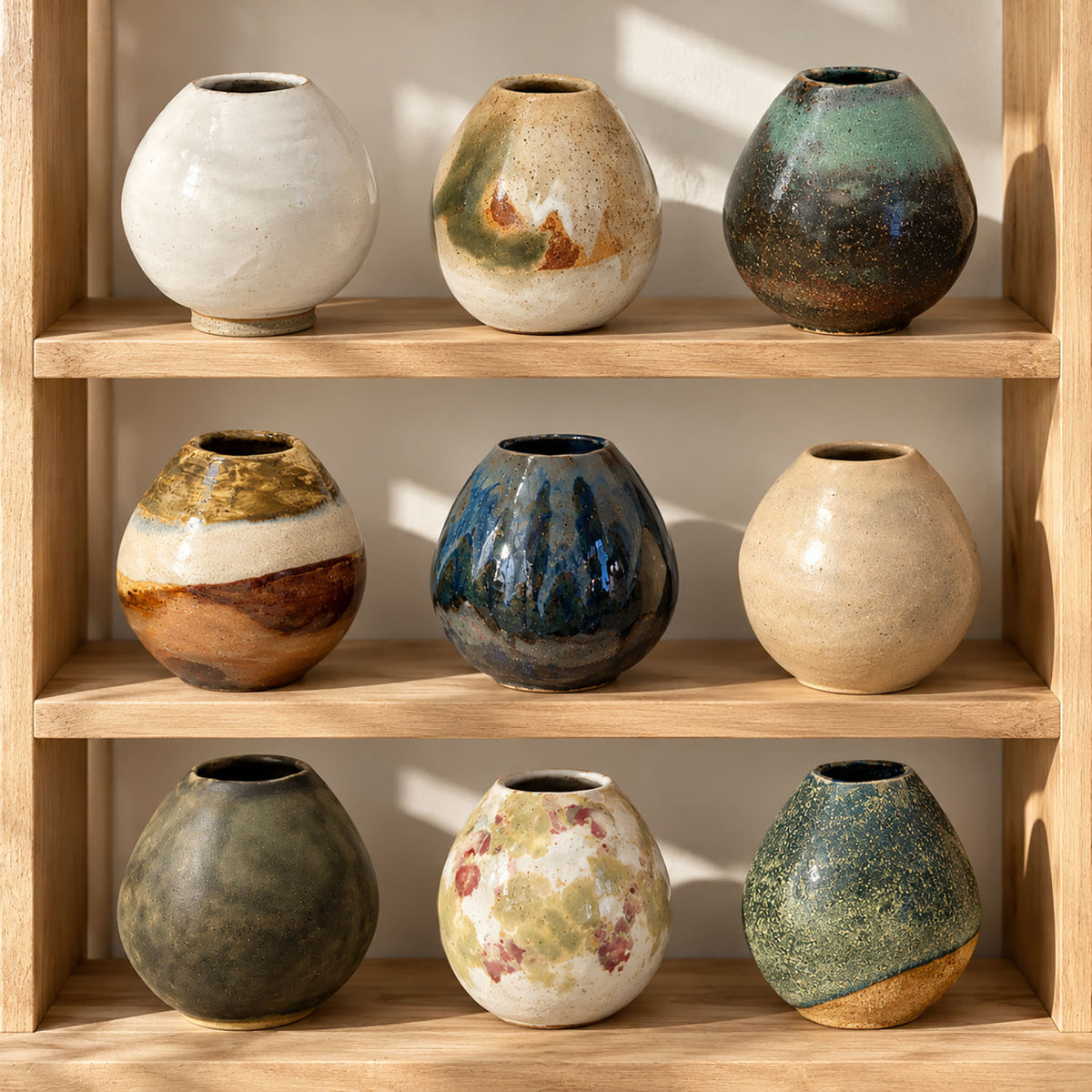 Small Rounded Vases - Organic Glazes