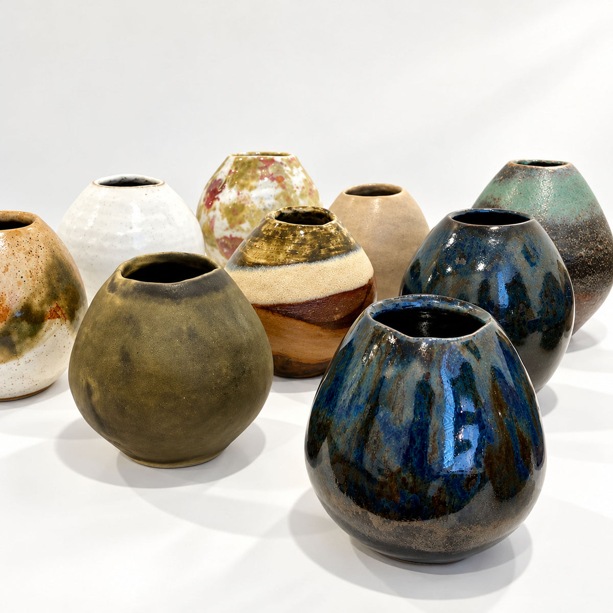 Small Rounded Vases - Organic Glazes