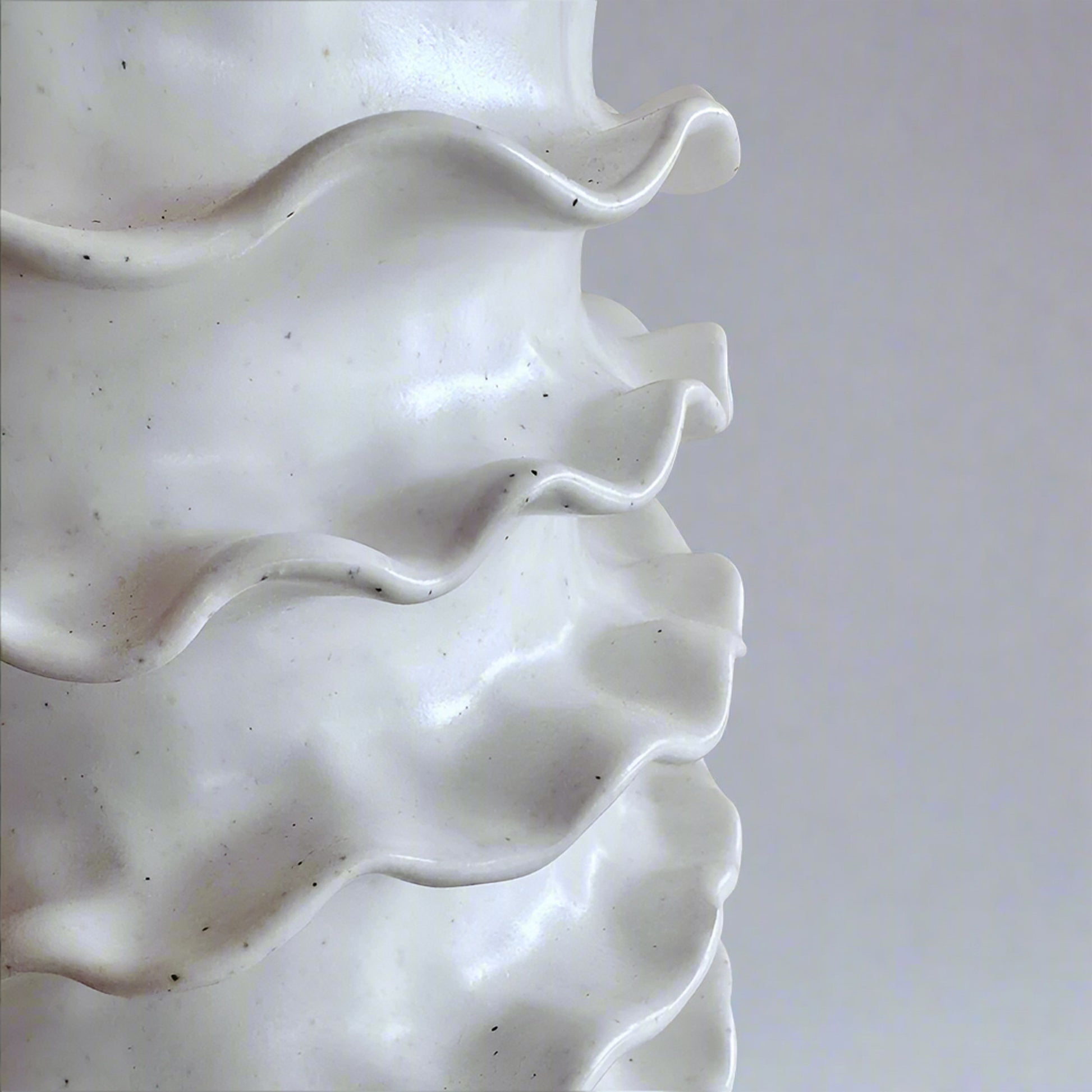 Large Spiral Edge Ceramic Vase - White