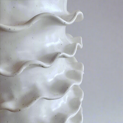 Large Spiral Edge Ceramic Vase - White