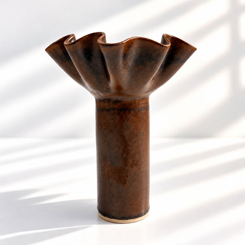 Chocolate Ruffle Vase - Tall