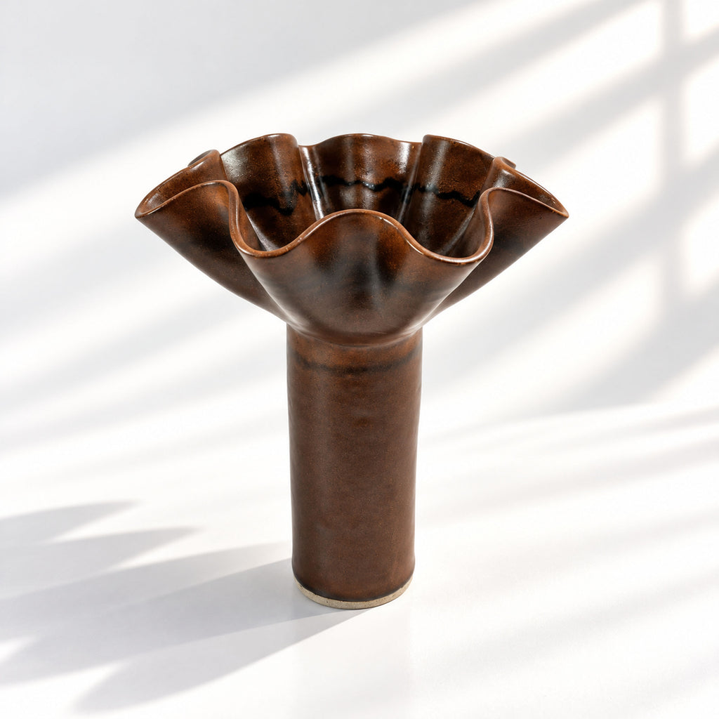 Chocolate Ruffle Vase - Tall