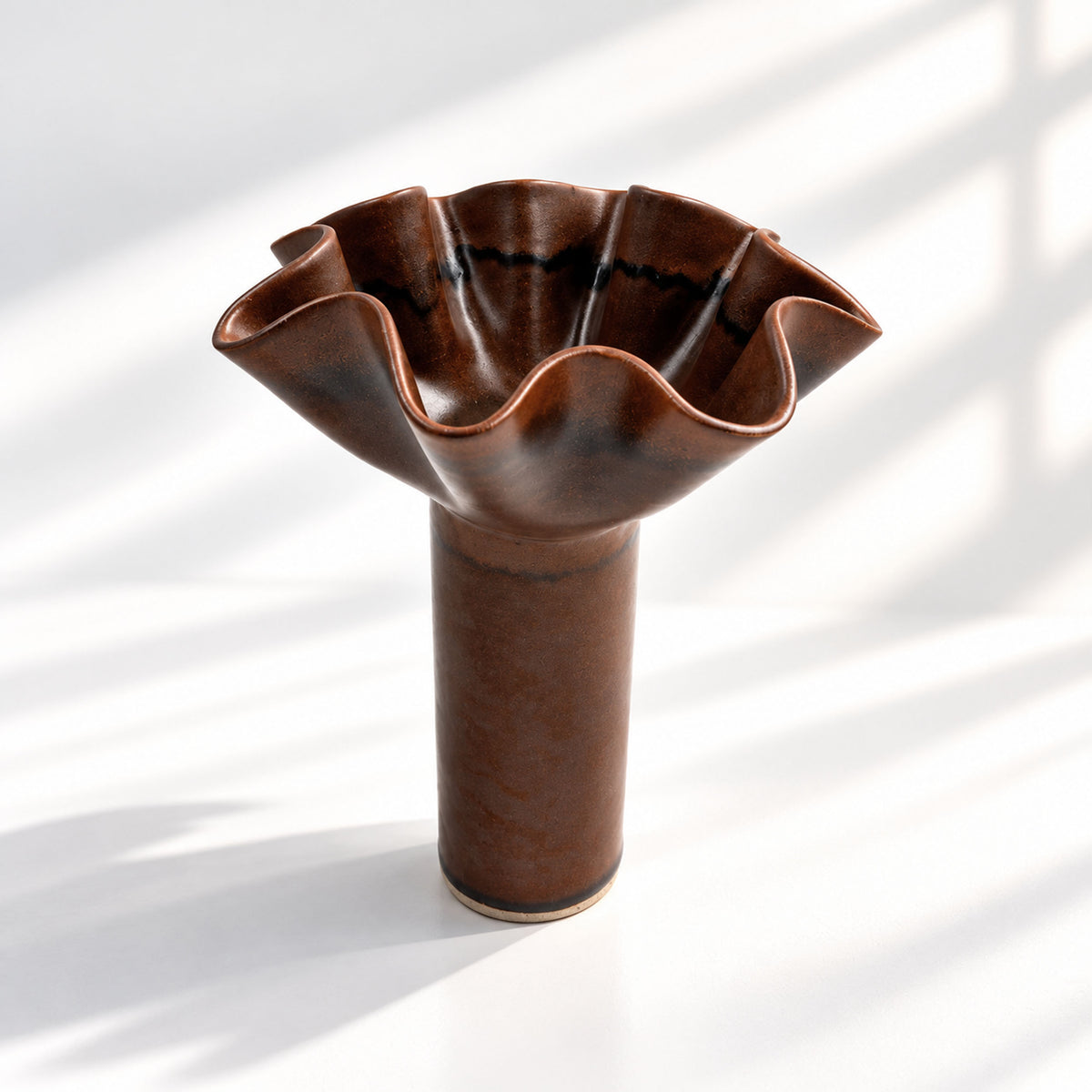 Chocolate Ruffle Vase - Tall