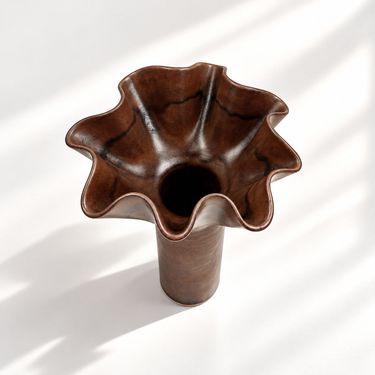 Chocolate Ruffle Vase - Tall