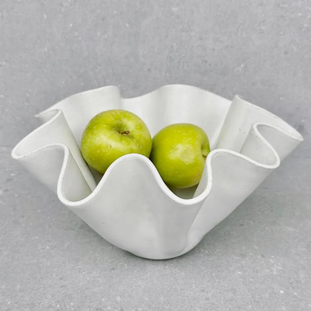 High Sided Wavy Bowl White - Extra Large