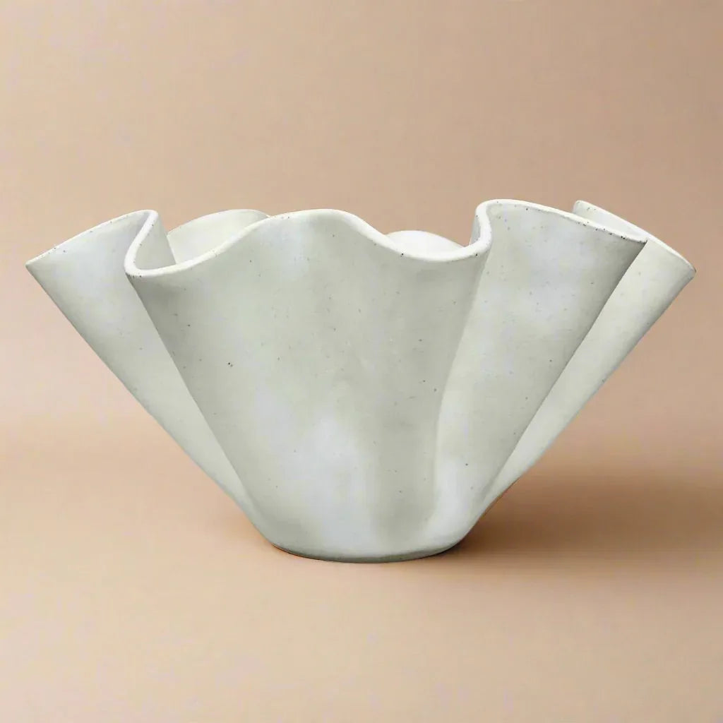 Ceramic Wave Pattern Bowl - White - Extra Large