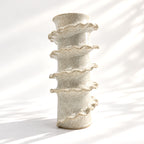 Tall Spiral Cylindrical Vase - White