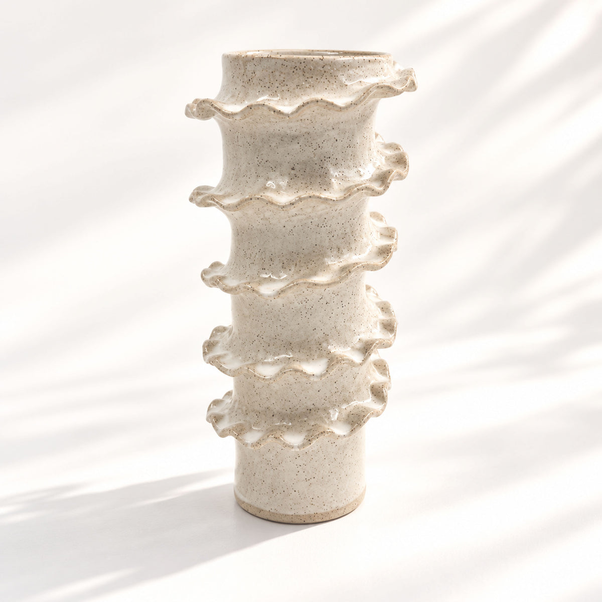 Tall Spiral Cylindrical Vase - White