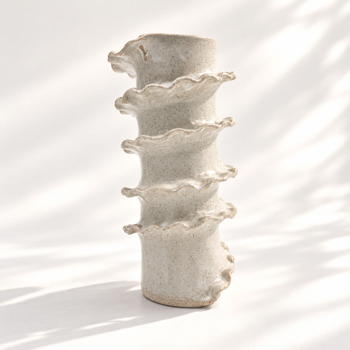 Tall Spiral Cylindrical Vase - White