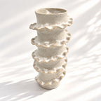 Tall Spiral Cylindrical Vase - White