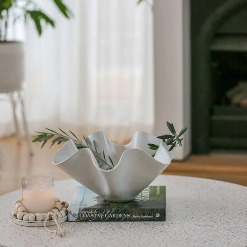 High Sided White Wave Bowl - Polly Barton