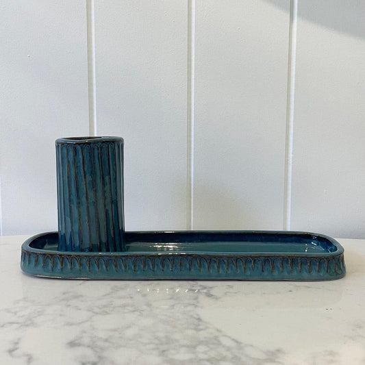 Rockpool Turquoise Toothbrush Holder & Bathroom Dish - Polly Barton